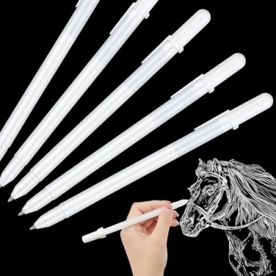 Image of Vicloon White Gel Pens Set, 13 Pcs 0.8mm Line Drawing Pen Fine Point Highlight Sketching for School Artists Dark Papers Art Design Supplies (5 &amp; 8 Refills)