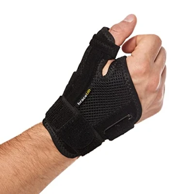 Image of BraceUP Thumb Support Brace Splint for Spica and Hand Support, Arthritis, Tendonitis, Carpal Tunnel Pain Relief Sprain (Black)