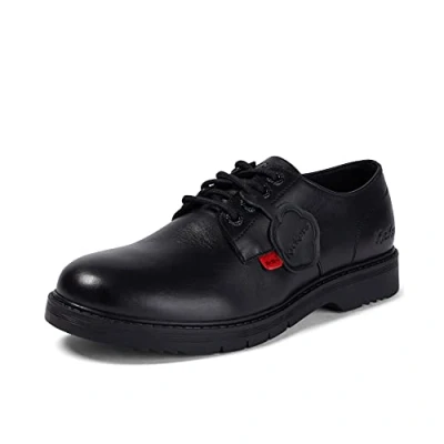 Image of Kickers Men&#039;s Finley Lo Leather School Shoes, Black, 7 UK