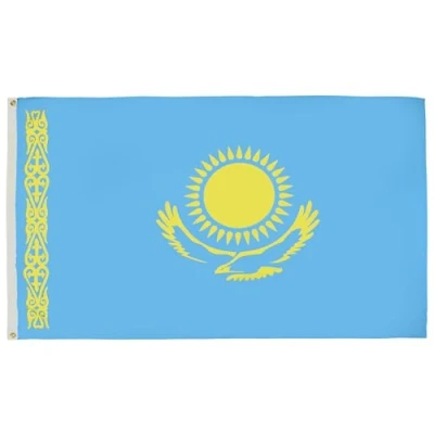 Image of AZ Flag Kazakhstan Large 5x8 Ft 100D Polyester Kazakh Big Banner with Two Metal Grommets Fade Resistant Vivid Colors 5&#039; x 8&#039; Feet 250x150 Cm