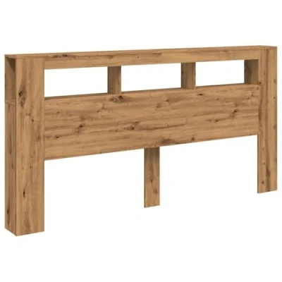 Image of vidaXL artisan oak LED headboard engineered wood, RGB lights, 200x18.5x103.5 cm, bedroom decor