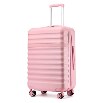 Image of Kono Suitcase Check in 24 Inch Expandable Luggage ABS+PC Hardshell Travel Trolley with TSA Lock Spinner Wheels (Pink)