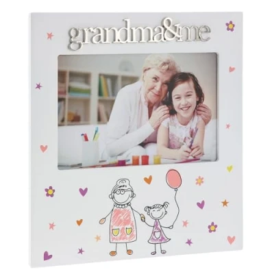 Image of Shudehill Giftware Kids Art 6X4 Photo Frame Grandma, Grandpa &amp; Daddy (Grandma)