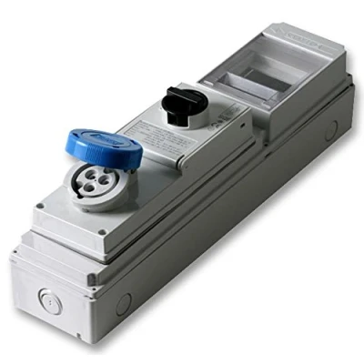 Image of Pro Power SQE1663.5FM 16A 240V 2P+E Switched Interlocked Socket with RCD Compartment, Blue