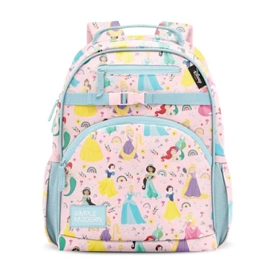 Image of Simple Modern Medium Disney Toddler Backpack for School Girls and Boys Kindergarten Elementary Kids Fletcher Collection 15&quot; tall Princess Rainbows