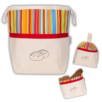 Image of slowroom 3 in 1, for keeping food fresh and Serving/Bread Bag Cotton Shopping, Breathable Model SUNNY, 32 x 35 cm