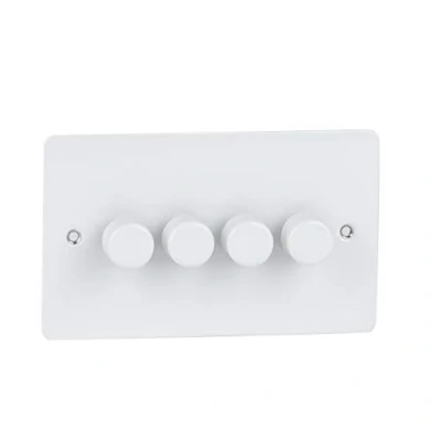 Image of Schneider Electric Ultimate Flat Plate 4 Gang 2 Way LED Dimmer Light Switch, 75W/VA, GU6242LPW, White
