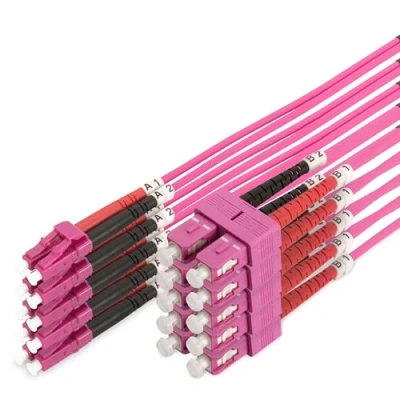 Image of DIGITUS DK 2532 02 4 OM4 Fibre Optic Cable Pack of 5 2m LC to SC Duplex 1/10/40/100Gbps MM Multimode Fiber LAN Type: 50/125µ Purple (Purple)