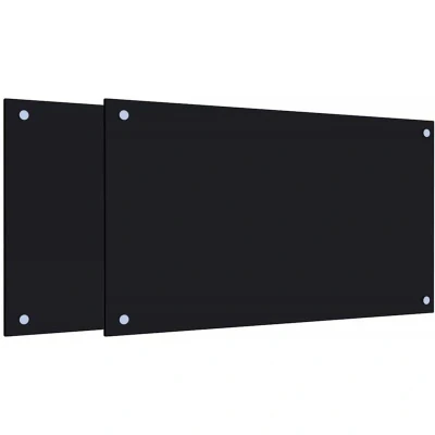 Image of vidaXL Kitchen Backsplashes 2 pcs Black 70x40 cm Tempered Glass