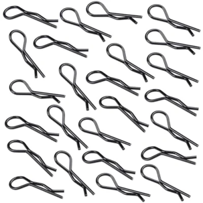 Image of MMOBIEL 100 Pcs Universal RC Body Clips Bend R Pins for 1/10th 1/12th Parts Car / Off Road Buggy Truck Shell Black