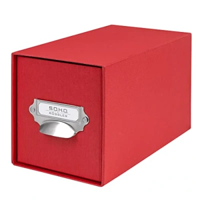 Image of Rössler SOHO CD Storage Box with Metal Index Holder Red