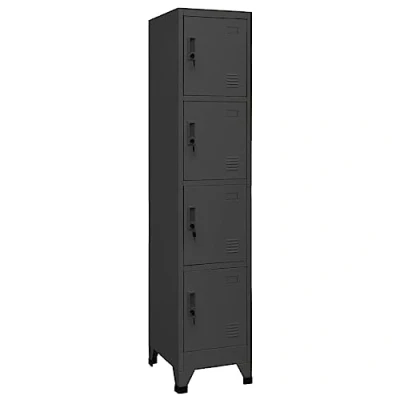 Image of vidaXL Steel Locker Cabinet, Anthracite Color, Secure Storage Unit with 4 Lockable Doors, Suitable for Office and Home