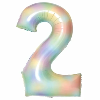 Image of Amscan 9913135 Large Number Pastel Rainbow 2
