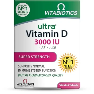 Image of Vitabiotics Ultra Vitamin D 3000iu Super Strength Tablets, Pack of 96