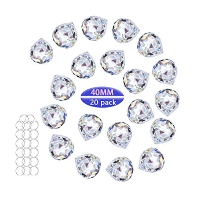 Image of Crystalsuncatcher 20Pcs 1.75 inch/40mm Clear Crystal Ball Prism Pendant Suncatcher for Feng Shui/Divination or Wedding/Home/Office Decoration