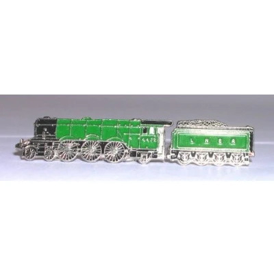 Image of Metal Enamel Pin Badge Brooch Steam Train Flying Scotsman (Green)