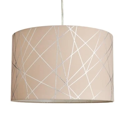 Image of Litecraft Light Shade 30 cm Geometric Easy Fit Lampshade Mocha, Silver