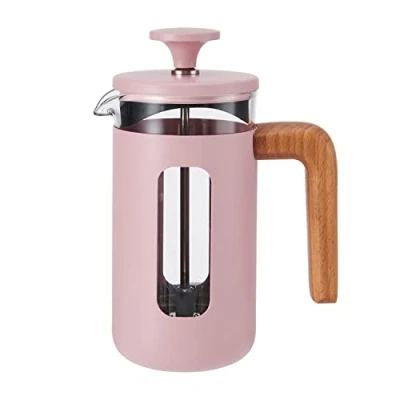 Image of La Cafetière Pisa Cafetière, 3 Cup/350ml, Heat Resistant Borosilicate Glass and Stainless Steel with Easy Grip Plunger, Small French Press Coffee Maker for Loose Tea Ground Coffee, Pink