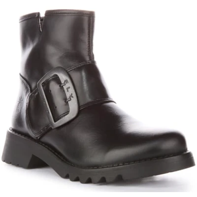 Image of Rily991Fly Leather Women&#039;s Buckle Strap Ankle Boots