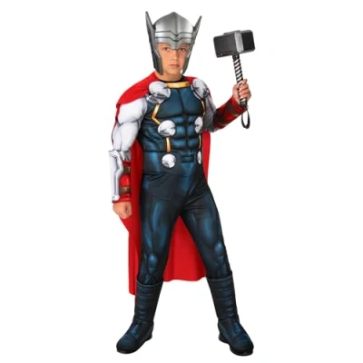 Image of Rubies 301738M Thor Deluxe Kids Fancy Dress, Boys, Multicolour, 9 10 Years Halloween