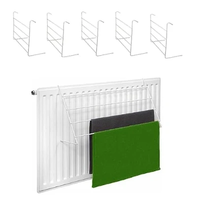 Image of Wilsons Direct 4 Bar Radiator Metal Airer Towel Holder Clothes Dryer Drying Rack Rail (5 x Airer)