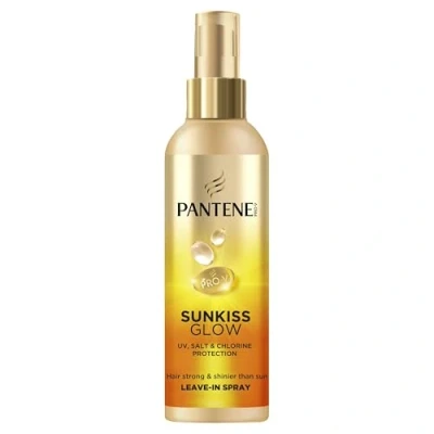 Image of Pantene Pro V Sunkiss Glow Hair Spray 200ml. Helps Protect Against UVA, UVB, Salt and Chlorine, Lightweight Nourishing Detangling for Strong Shiny
