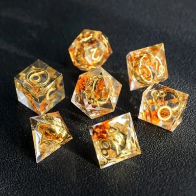 Image of Lord of The Rings DND Dice Set 7pcs D4 D6 D8 D10 D12 D20 D% Polyhedral Handmade Resin D&amp;D for Dungeons and Dragons Pathfinder Roll Playing Table Games RPG MTG with Gift Box