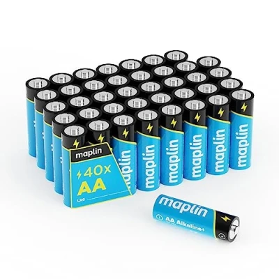 Image of Maplin 40x AA LR6 1.5V Alkaline Batteries 10 Year Shelf Life High Performance