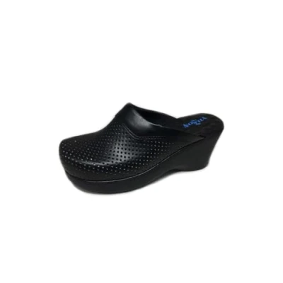 Image of Terlik Sabo Wedge Sole ST066 Leather Womens Clogs Mules Slippers Sabot Shoes, Black, EU 37, UK 4