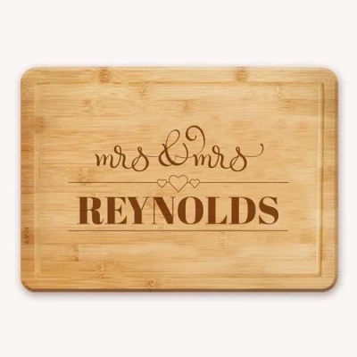 Image of Personalised Wedding Gift or Anniversary Chopping Board Cheese Cutting Board, a Nice Present for Valentines Day Mr &amp; Mrs Design