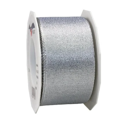 Image of C.E. Pattberg WIEN Gift Ribbon in Silver, 22 yards of Metallic Mesh for Wrapping, 2.4 inches width, Accessories Decoration &amp; Handicrafts, Presents, every occasion