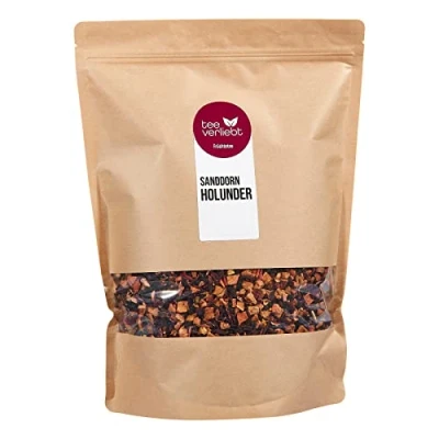 Image of FRUTEG Loser Fruit Tea sea buckthorn with elderberries 1000 g loose finest leaf quality Fine herber taste of mix apple and hibiscus 1 kg