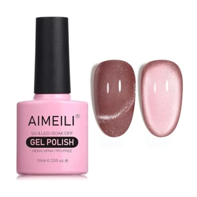 Image of AIMEILI Magnetic Gel Nail Polish Cat Magnet Eye Polish, UV LED Soak Off Glitter Varnish Art Manicure Pedicure, Long Lasting &amp; Easy to Apply 10ml 734
