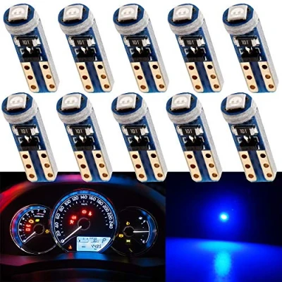 Image of GLL 10pcs Blue T5 LED Bulbs 74 70 37 17 2721 3528 5mm 1 3030 SMD for Car Interior Speedometer Dashboard Instrument Gauge Cluster Indicator Light Panel Dash Lamp