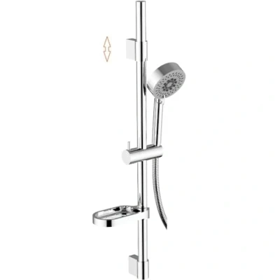 Image of Schläfer 1317200 Shower Rail Set with Showerhead, Adjustable Rod, 40 62 5 Functions Hand Chrome Anti Limescale System, Flexible and Soap Dish Included