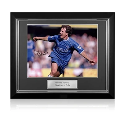 Image of Exclusive Memorabilia Gianfranco Zola Signed Football Photo: West Ham Goal. Deluxe Frame
