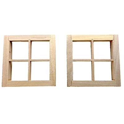 Image of Melody Jane Dolls House 4 Pane Light Window with Moldings PK 2 Miniature Builders DIY