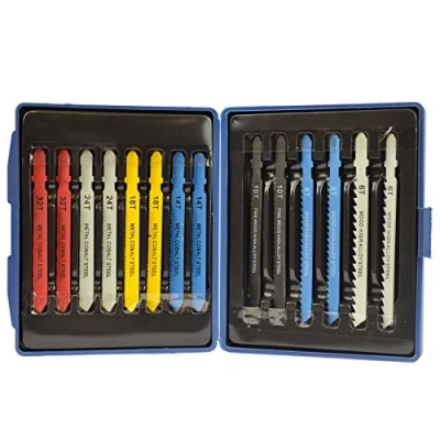 Image of 14pc Jigsaw Blade Set T Shank Fitting Jig Saw Metal Plastic Wood Blades TE750
