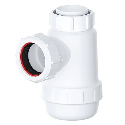 Image of SPARES2GO Waste Bottle Trap 38mm Shallow Bathroom Kitchen Sink Basin Bidet Urinal Seal (40mm 1.5&quot;)