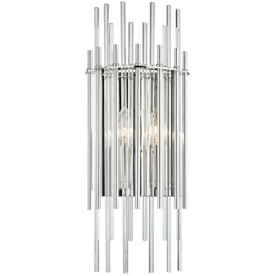 Image of Wallis 2 Light Wall Sconce Polished Nickel, Glass