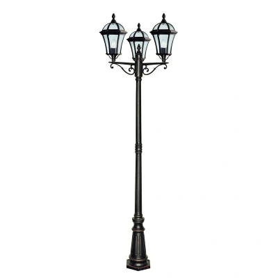 Image of Capri 3 Light Outdoor Lamp Post Rustic Brown IP43, E27