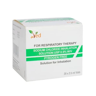 Image of VED Isotonic Inhalation Saline Solution, 0.9% Sodium Chloride (NaCl), 20 X 2.5 ml Unit Dose Vials for Adult &amp; Child