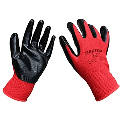 Image of DEKTON 9/L Ultra Grip Nitrile Coated Working Gloves Ultimate Protection for DIY &amp; Tradesmen Enhanced Safety with Material CE Cat 2 Certified EN388 Compliant