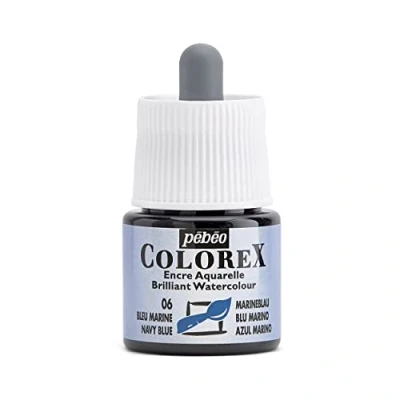 Image of Colorex Ink 45ML Navy Blue Watercolour Pebeo Velvet Finish Multipurpose Drawing All Media