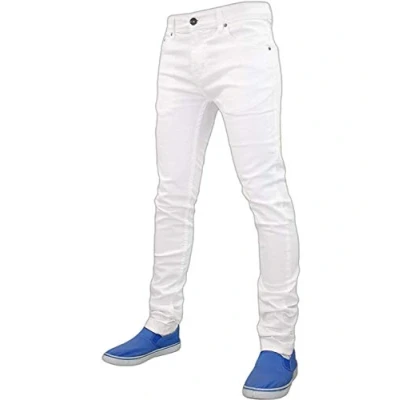 Image of True Face Mens Jeans Skinny Denim Pants Stretch Fit Trouser Zip Fly Elasticated Cotton Bottoms Casual Wear 5 Pockets 30L (30WX34, TF021 White) (30 Waist, 34 Inside Leg)