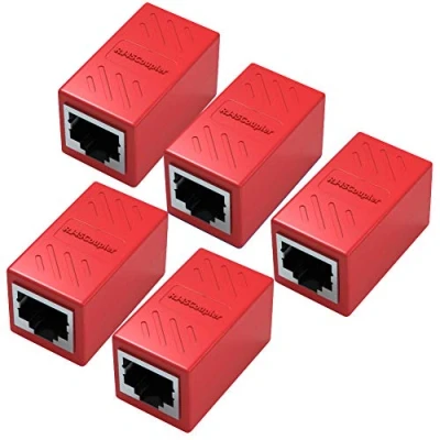 Image of Yeung Qee RJ45 Coupler 5 Pack Ethernet Extension, for Cat7/Cat6/Cat5e/Cat5 Cable Network Female to (red)