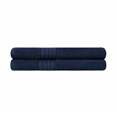 Image of Brentfords Quick Drying Jumbo Towel 100% Cotton Extra Large Bathroom Sheets Premium Quality &amp; Super Absorbent 90 x 150cm Luxury Set of 2 Navy Blue