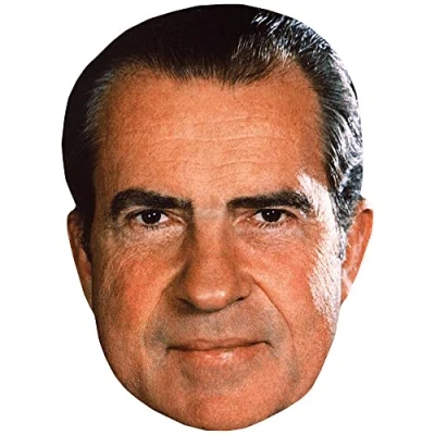Image of Richard Nixon (Black Hair) Celebrity Mask, Flat Card Face, Fancy Dress Mask