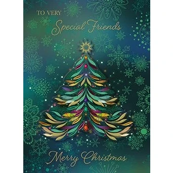 Image of Noel Tatt Special Friends Christmas Card Tree and Gems with Foil Details Embellishments Eco Friendly Recyclable