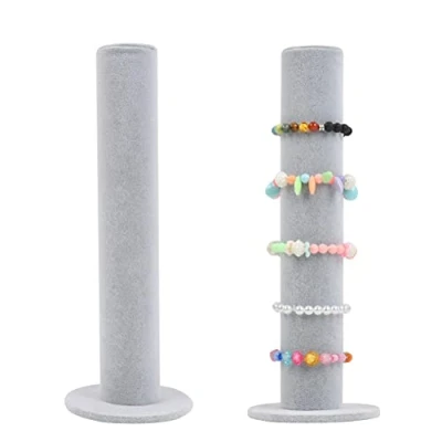 Image of DODUOS Velvet Scrunch Organizer, Vertical Jewelry Bracelet Display Stand,Hair Band,Bangle Holder Organizer Holder,Bracelet Storage Rack (Gray)